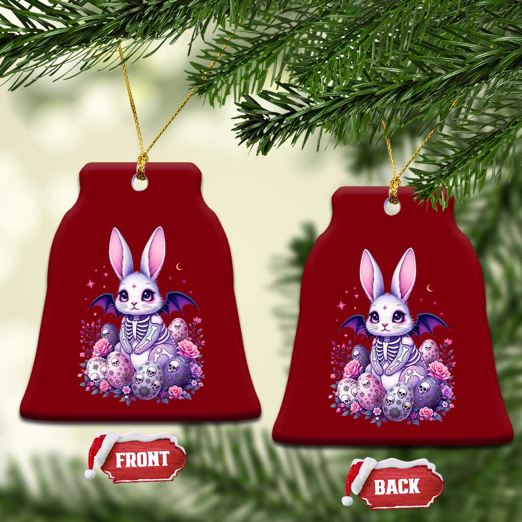 Cute Spooky Easter Bunny Ceramic Ornament Pastel Goth Rabbit Gift