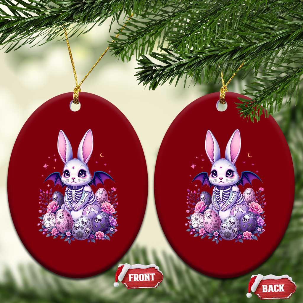 Cute Spooky Easter Bunny Ceramic Ornament Pastel Goth Rabbit Gift