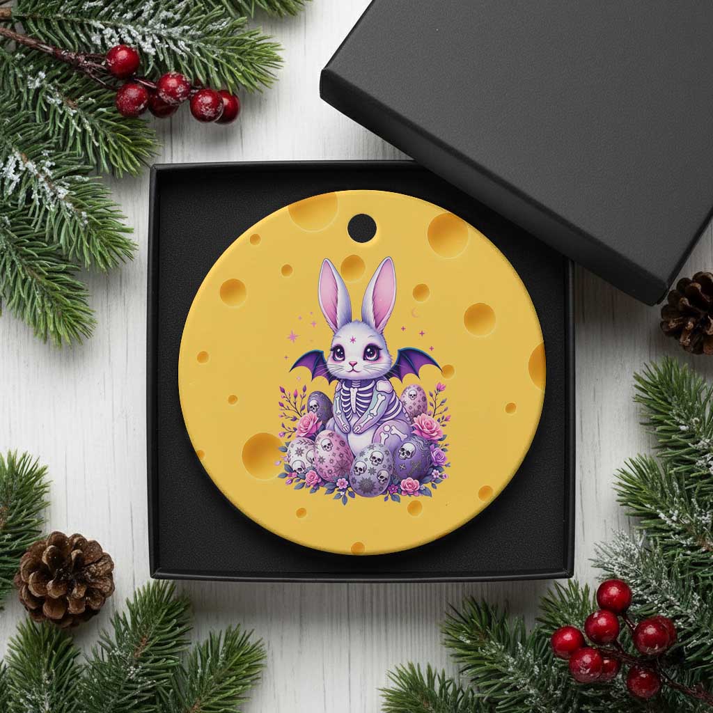 Cute Spooky Easter Bunny Ceramic Ornament Pastel Goth Rabbit Gift