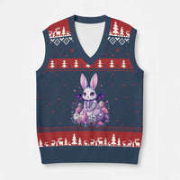 Cute Spooky Easter Bunny V-Neck Knit Sweater Vest Pastel Goth Rabbit Gift