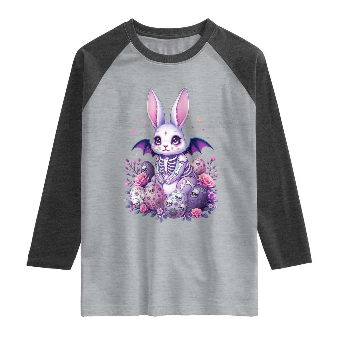 Cute Spooky Easter Bunny Raglan Shirt Pastel Goth Rabbit Gift