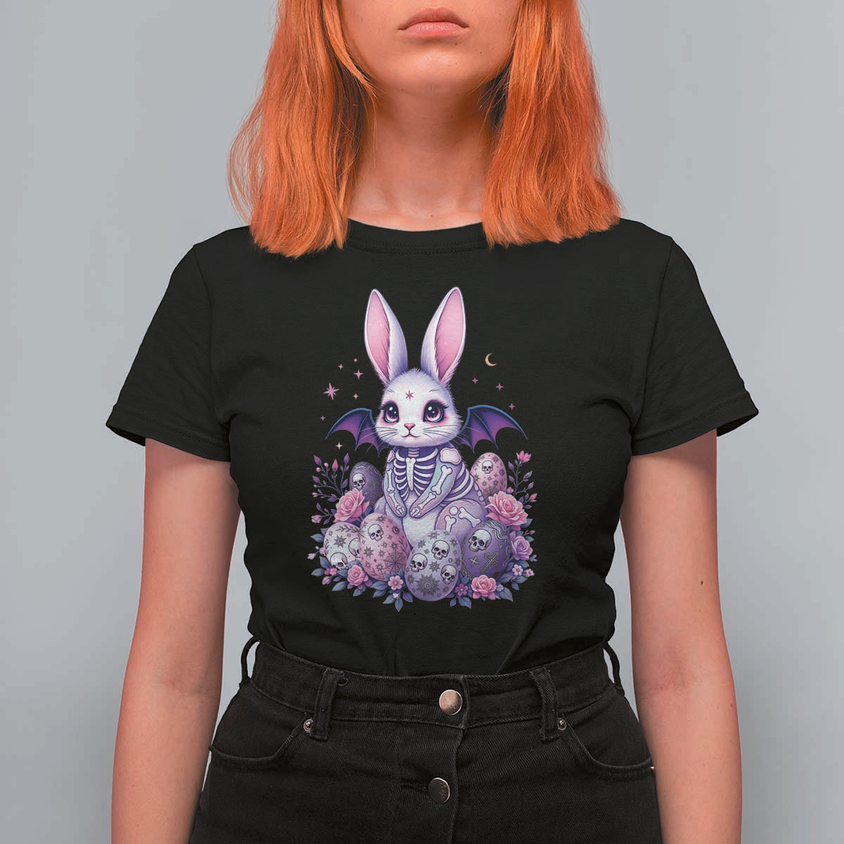 Cute Spooky Easter Bunny T Shirt For Women Pastel Goth Rabbit Gift