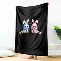 Gothic Easter Gift Throw Blanket Skeleton Hands Holding Easter Eggs