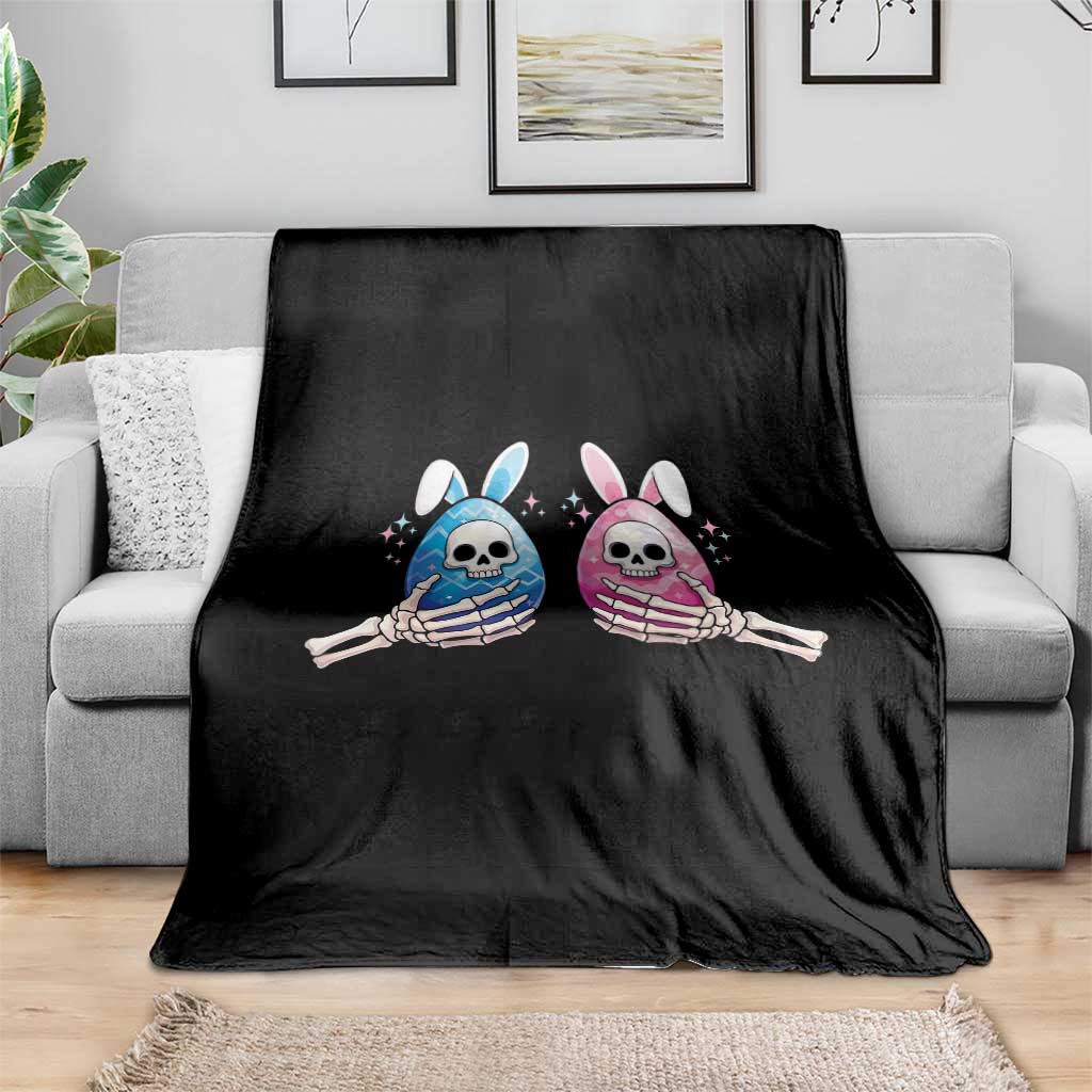 Gothic Easter Gift Throw Blanket Skeleton Hands Holding Easter Eggs