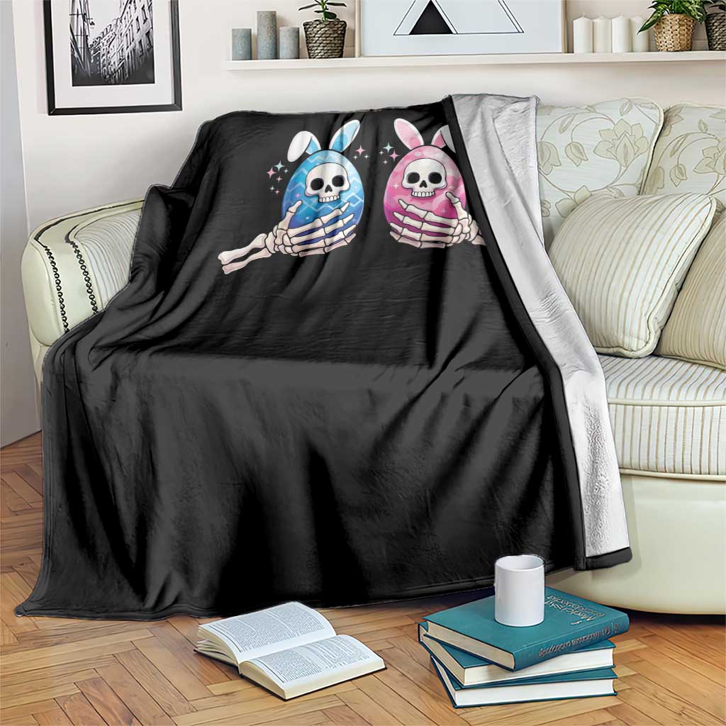 Gothic Easter Gift Throw Blanket Skeleton Hands Holding Easter Eggs