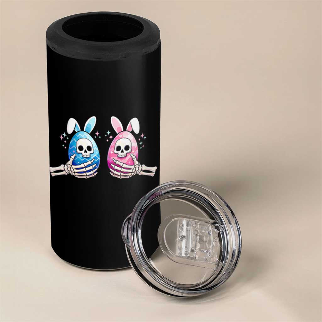 Gothic Easter Gift 4 in 1 Can Cooler Tumbler Skeleton Hands Holding Easter Eggs