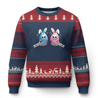 Gothic Easter Gift Ugly Christmas Sweater Skeleton Hands Holding Easter Eggs