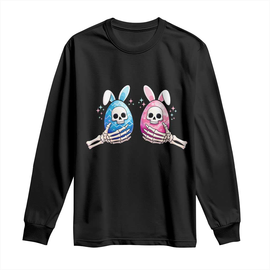 Gothic Easter Gift Long Sleeve Shirt Skeleton Hands Holding Easter Eggs