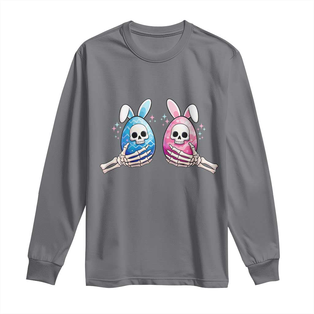 Gothic Easter Gift Long Sleeve Shirt Skeleton Hands Holding Easter Eggs