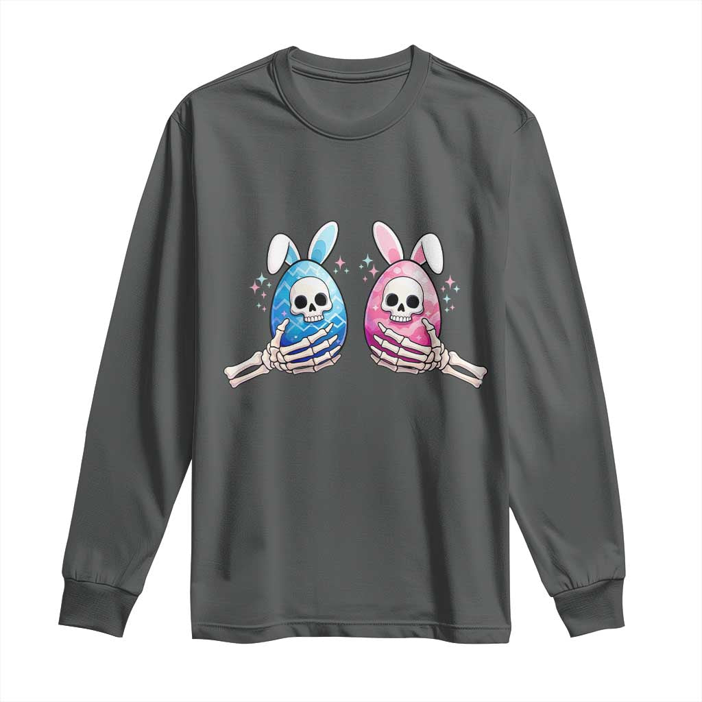 Gothic Easter Gift Long Sleeve Shirt Skeleton Hands Holding Easter Eggs