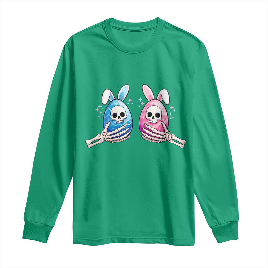 Gothic Easter Gift Long Sleeve Shirt Skeleton Hands Holding Easter Eggs