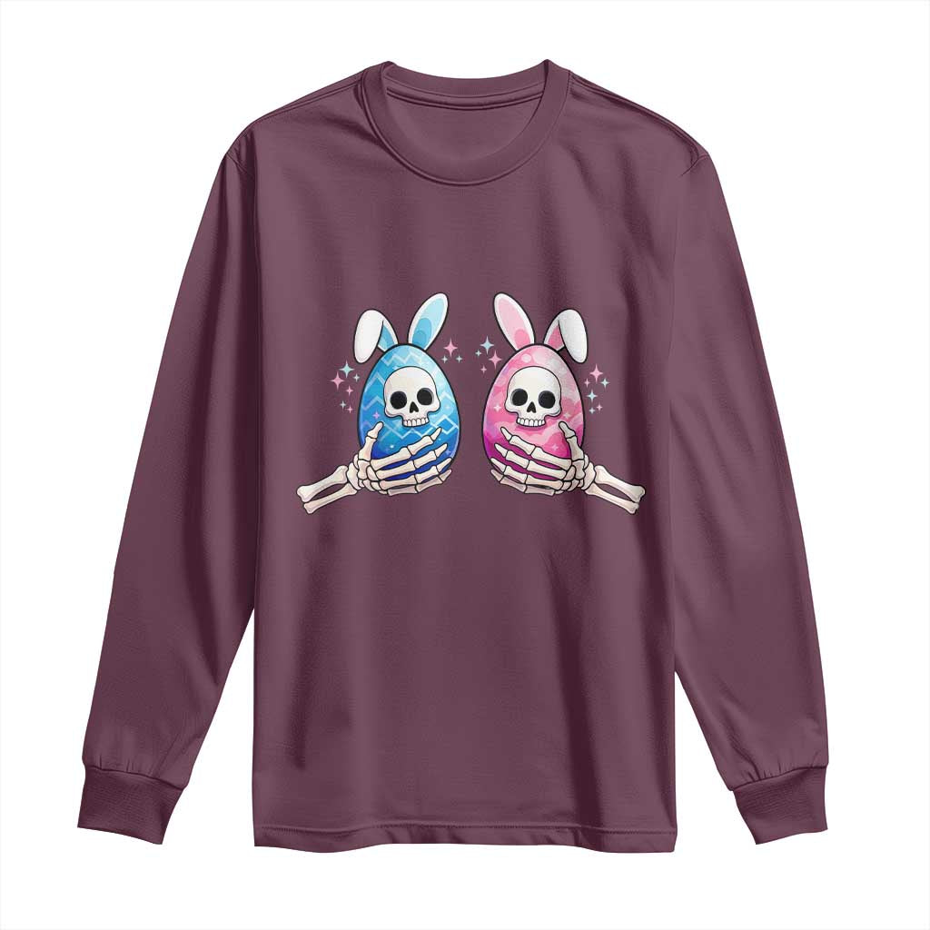 Gothic Easter Gift Long Sleeve Shirt Skeleton Hands Holding Easter Eggs