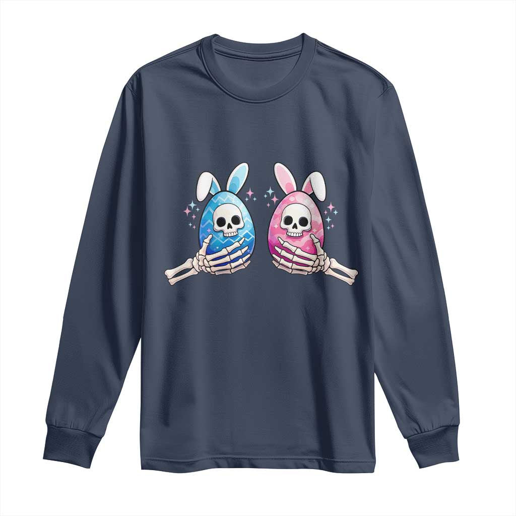 Gothic Easter Gift Long Sleeve Shirt Skeleton Hands Holding Easter Eggs