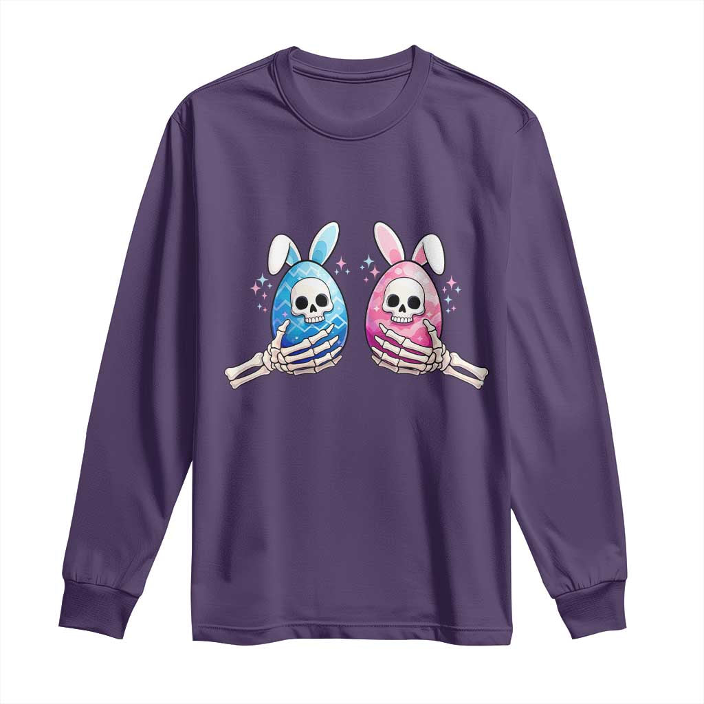 Gothic Easter Gift Long Sleeve Shirt Skeleton Hands Holding Easter Eggs