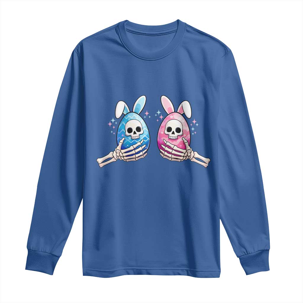 Gothic Easter Gift Long Sleeve Shirt Skeleton Hands Holding Easter Eggs