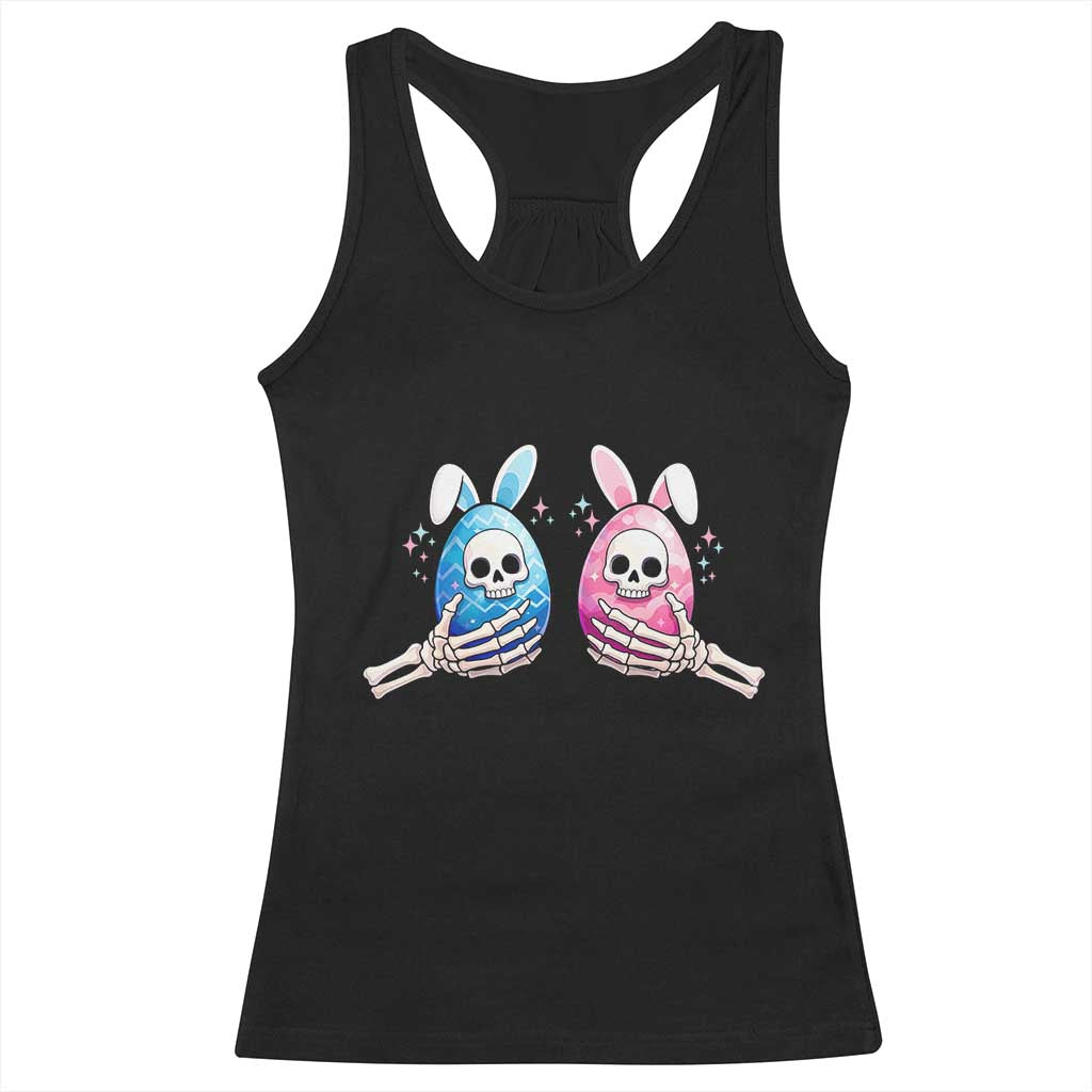 Gothic Easter Gift Racerback Tank Top Skeleton Hands Holding Easter Eggs