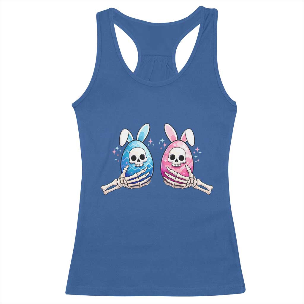Gothic Easter Gift Racerback Tank Top Skeleton Hands Holding Easter Eggs