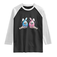 Gothic Easter Gift Raglan Shirt Skeleton Hands Holding Easter Eggs