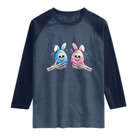 Gothic Easter Gift Raglan Shirt Skeleton Hands Holding Easter Eggs