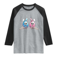 Gothic Easter Gift Raglan Shirt Skeleton Hands Holding Easter Eggs