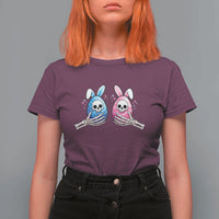 Gothic Easter Gift T Shirt For Women Skeleton Hands Holding Easter Eggs