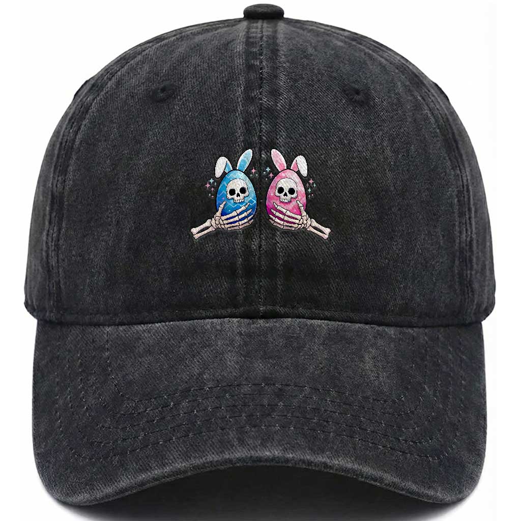 Gothic Easter Gift Washed Cotton Baseball Cap Skeleton Hands Holding Easter Eggs