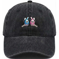 Gothic Easter Gift Washed Cotton Baseball Cap Skeleton Hands Holding Easter Eggs