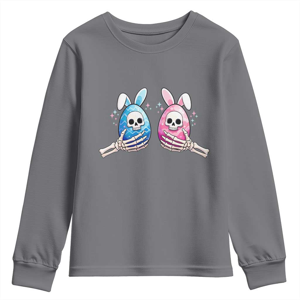 Gothic Easter Gift Youth Sweatshirt Skeleton Hands Holding Easter Eggs