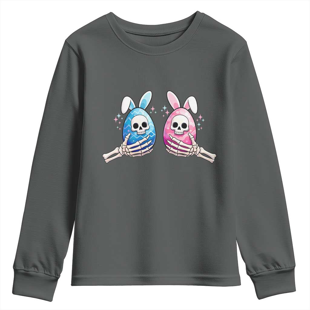 Gothic Easter Gift Youth Sweatshirt Skeleton Hands Holding Easter Eggs