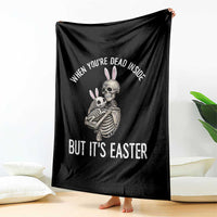 Funny Easter Bunny Skeleton Throw Blanket Dead Inside But It Is Easter