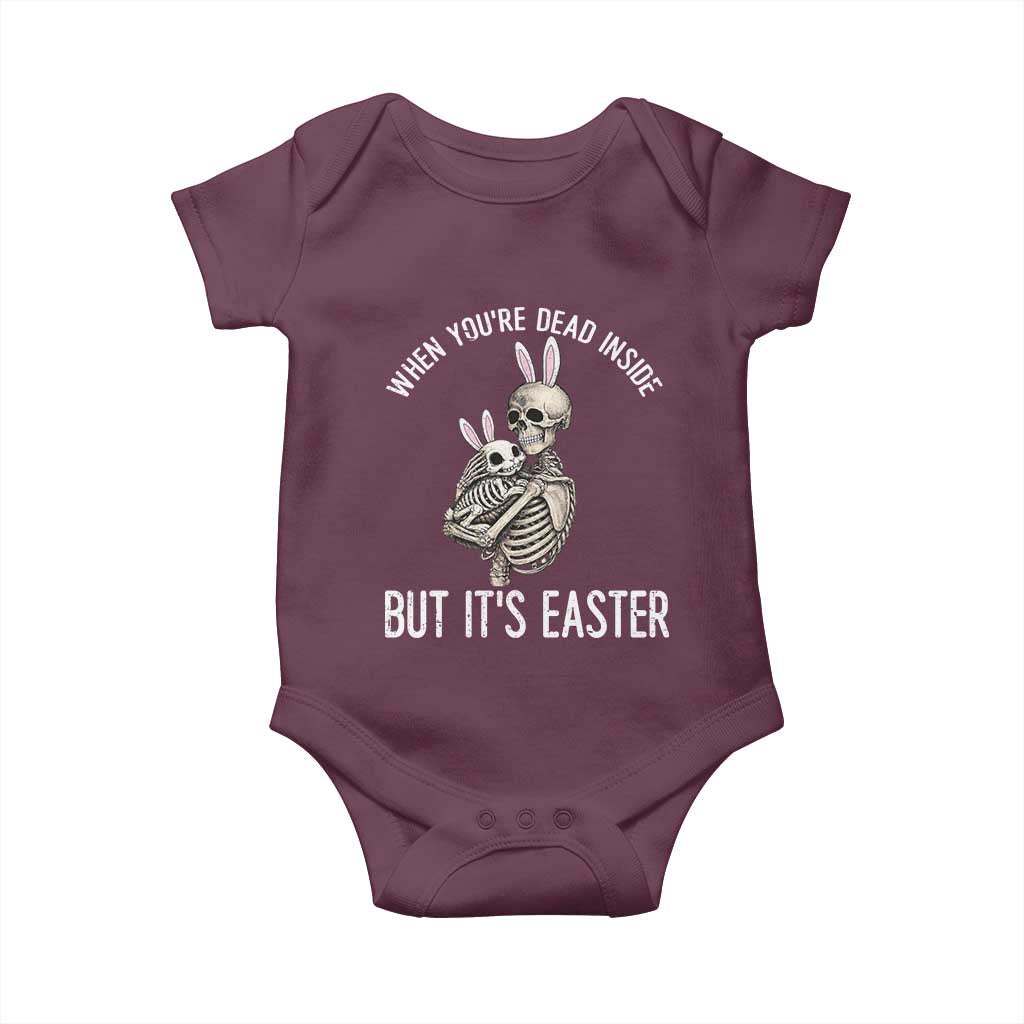 Funny Easter Bunny Skeleton Baby Onesie Dead Inside But It Is Easter