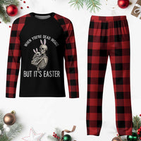 Funny Easter Bunny Skeleton Plaid Pajama Set Dead Inside But It Is Easter