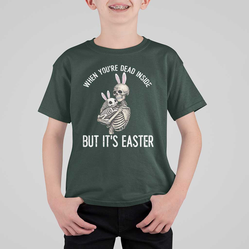 Funny Easter Bunny Skeleton T Shirt For Kid Dead Inside But It Is Easter
