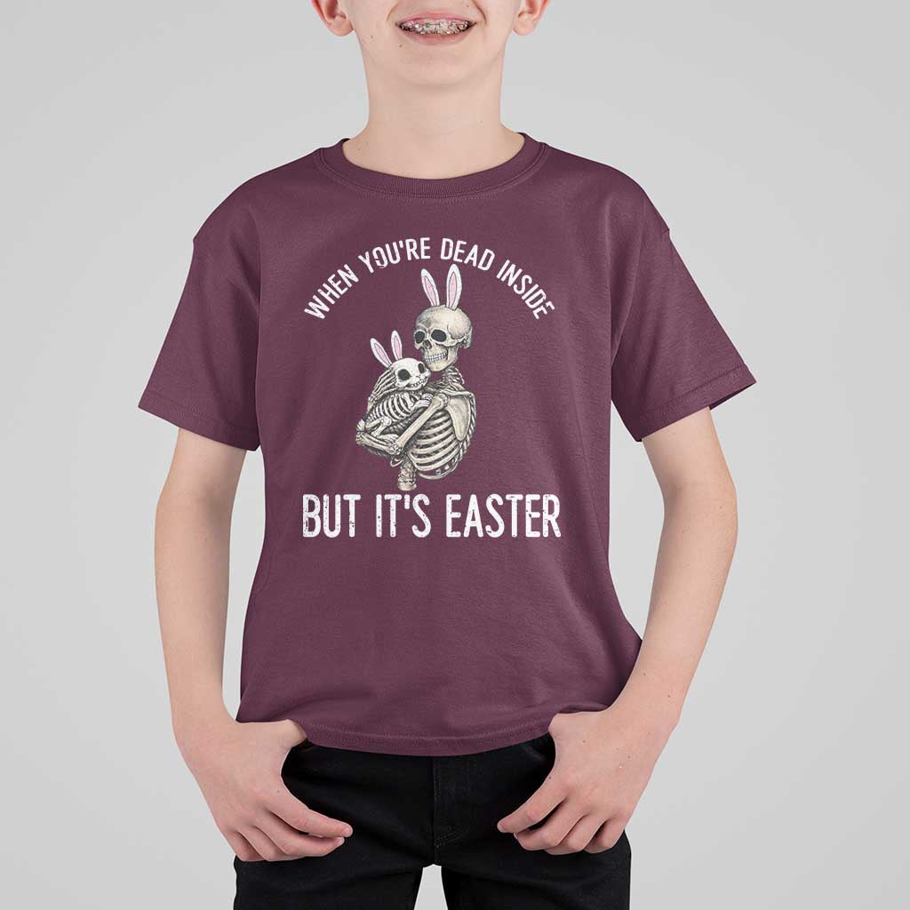 Funny Easter Bunny Skeleton T Shirt For Kid Dead Inside But It Is Easter