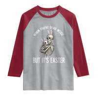 Funny Easter Bunny Skeleton Raglan Shirt Dead Inside But It Is Easter