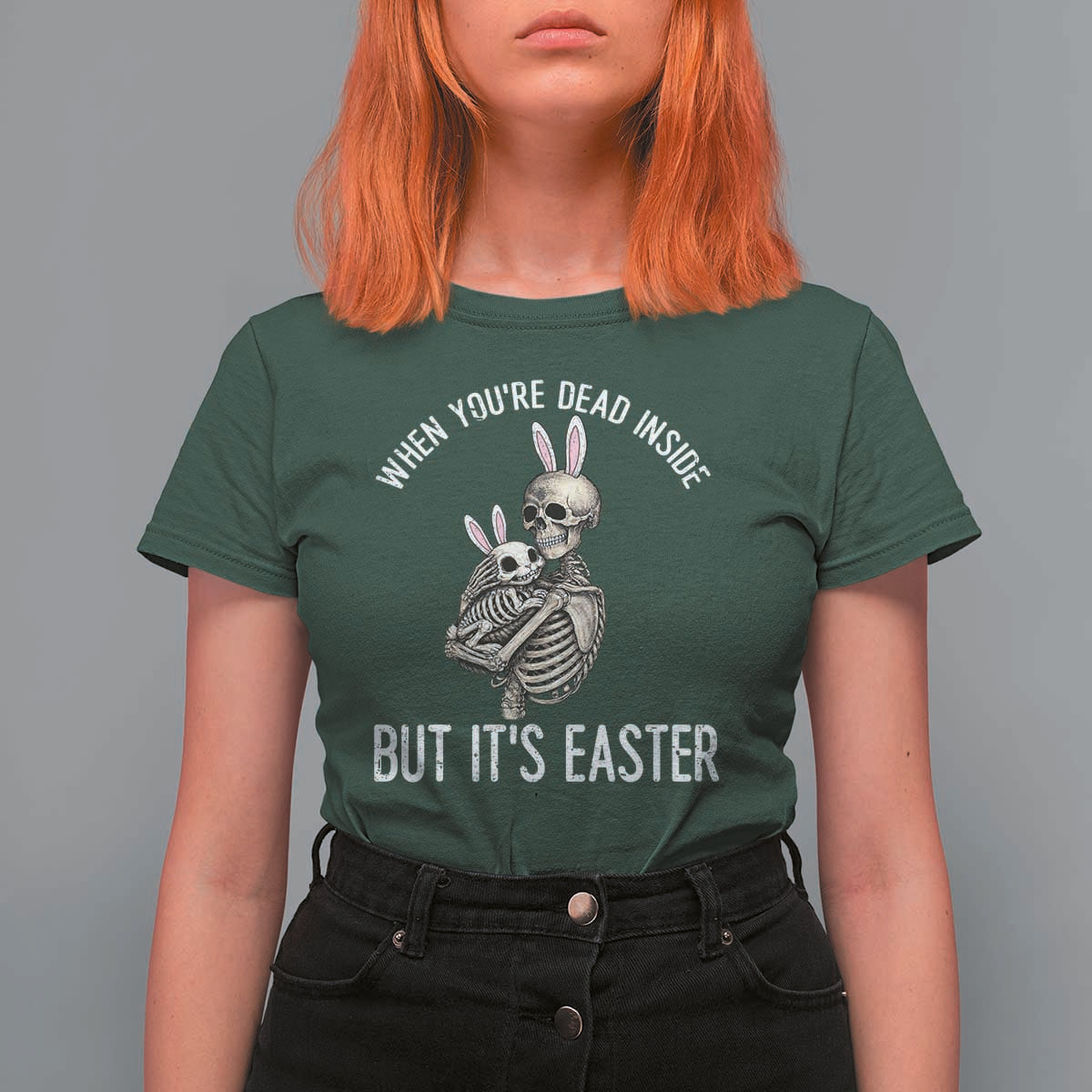 Funny Easter Bunny Skeleton T Shirt For Women Dead Inside But It Is Easter