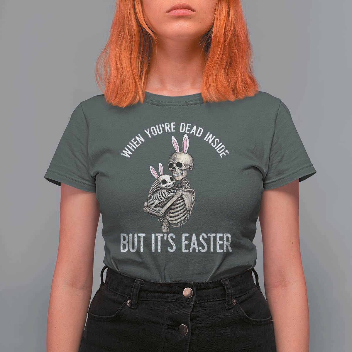 Funny Easter Bunny Skeleton T Shirt For Women Dead Inside But It Is Easter