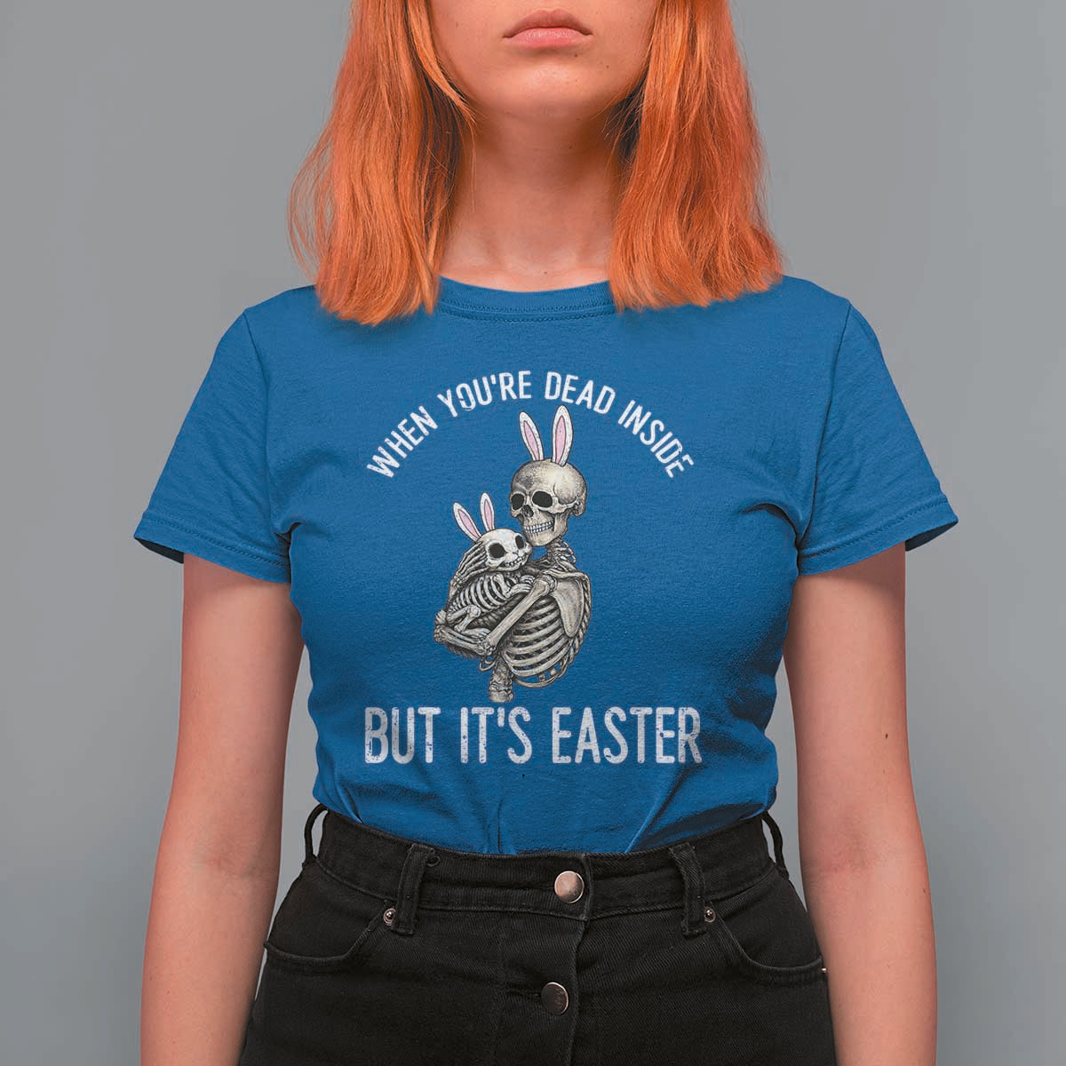 Funny Easter Bunny Skeleton T Shirt For Women Dead Inside But It Is Easter
