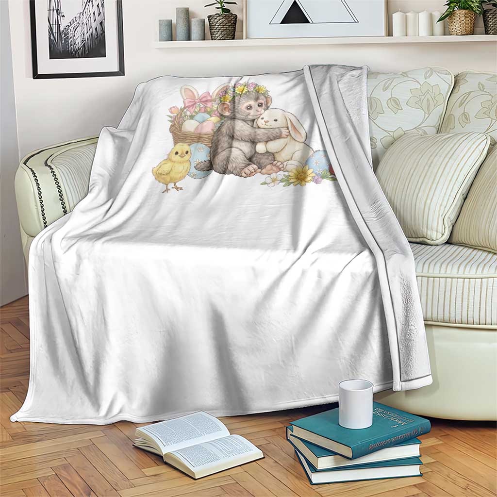 Cute Punch Baby Monkey Easter Throw Blanket Funny Animal Gift