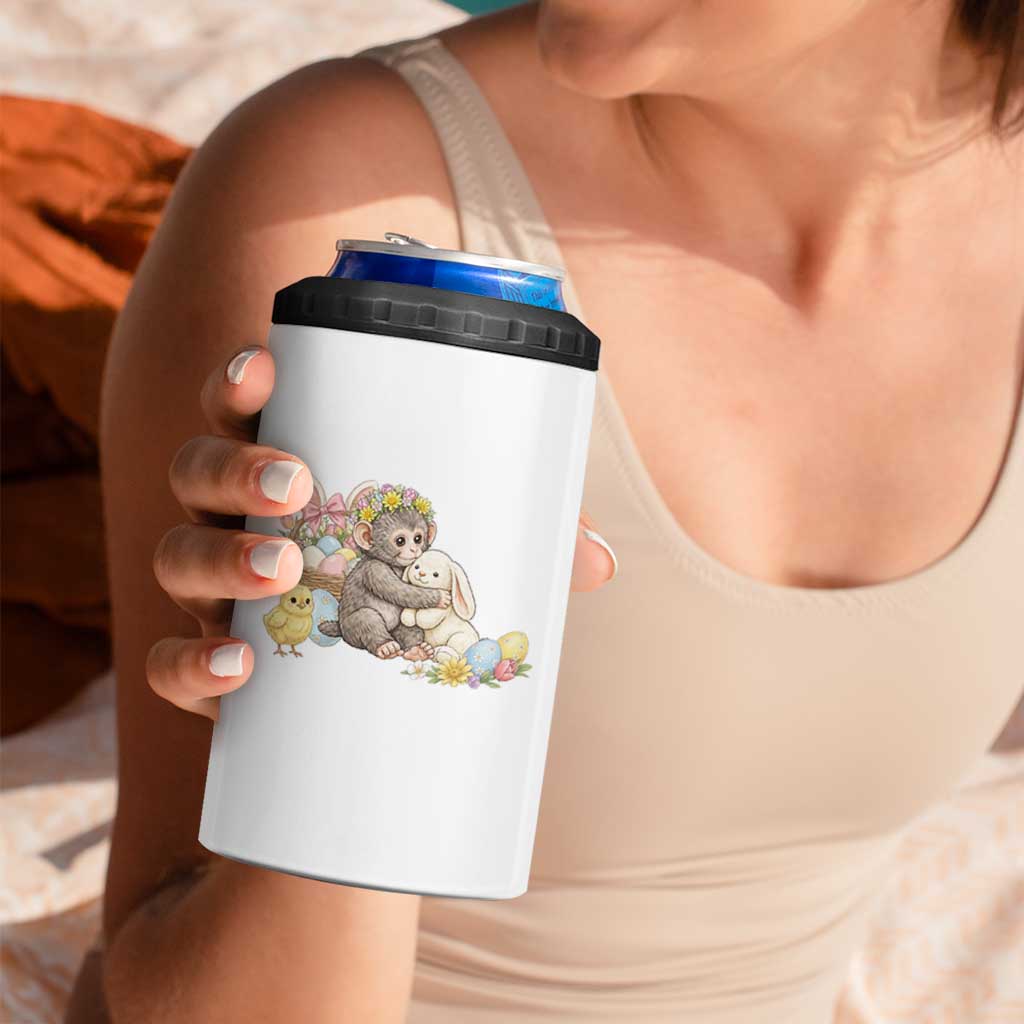 Cute Punch Baby Monkey Easter 4 in 1 Can Cooler Tumbler Funny Animal Gift