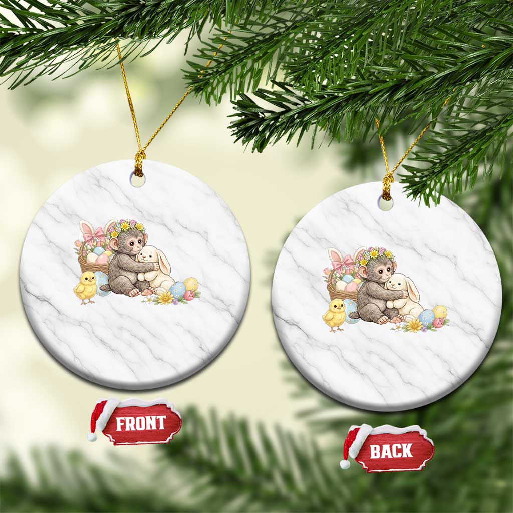 Cute Punch Baby Monkey Easter Ceramic Ornament Funny Animal Gift