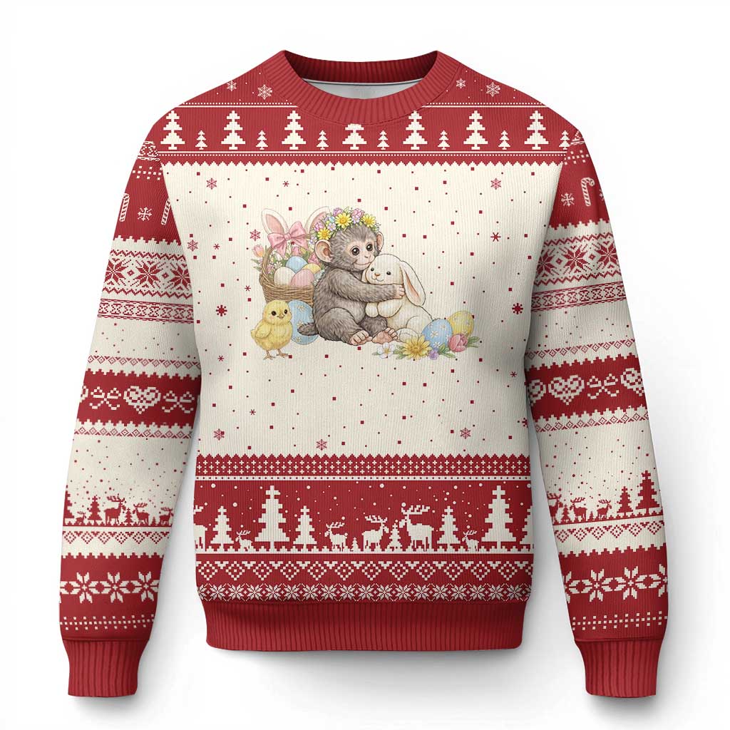 Cute Punch Baby Monkey Easter Ugly Christmas Sweater Funny Animal Gift