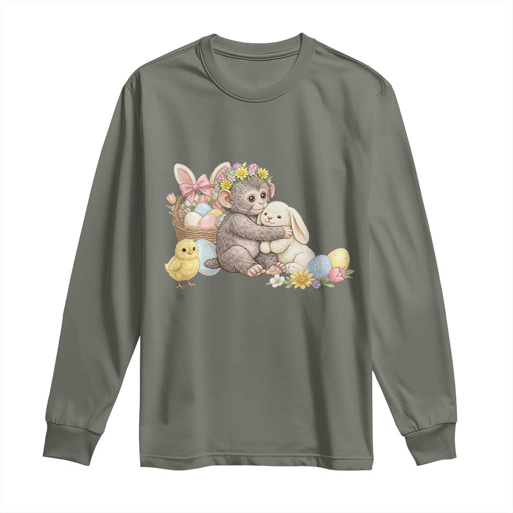 Cute Punch Baby Monkey Easter Long Sleeve Shirt Funny Animal Gift