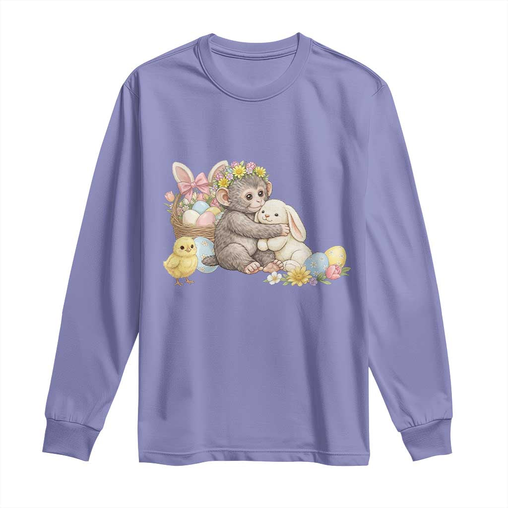 Cute Punch Baby Monkey Easter Long Sleeve Shirt Funny Animal Gift