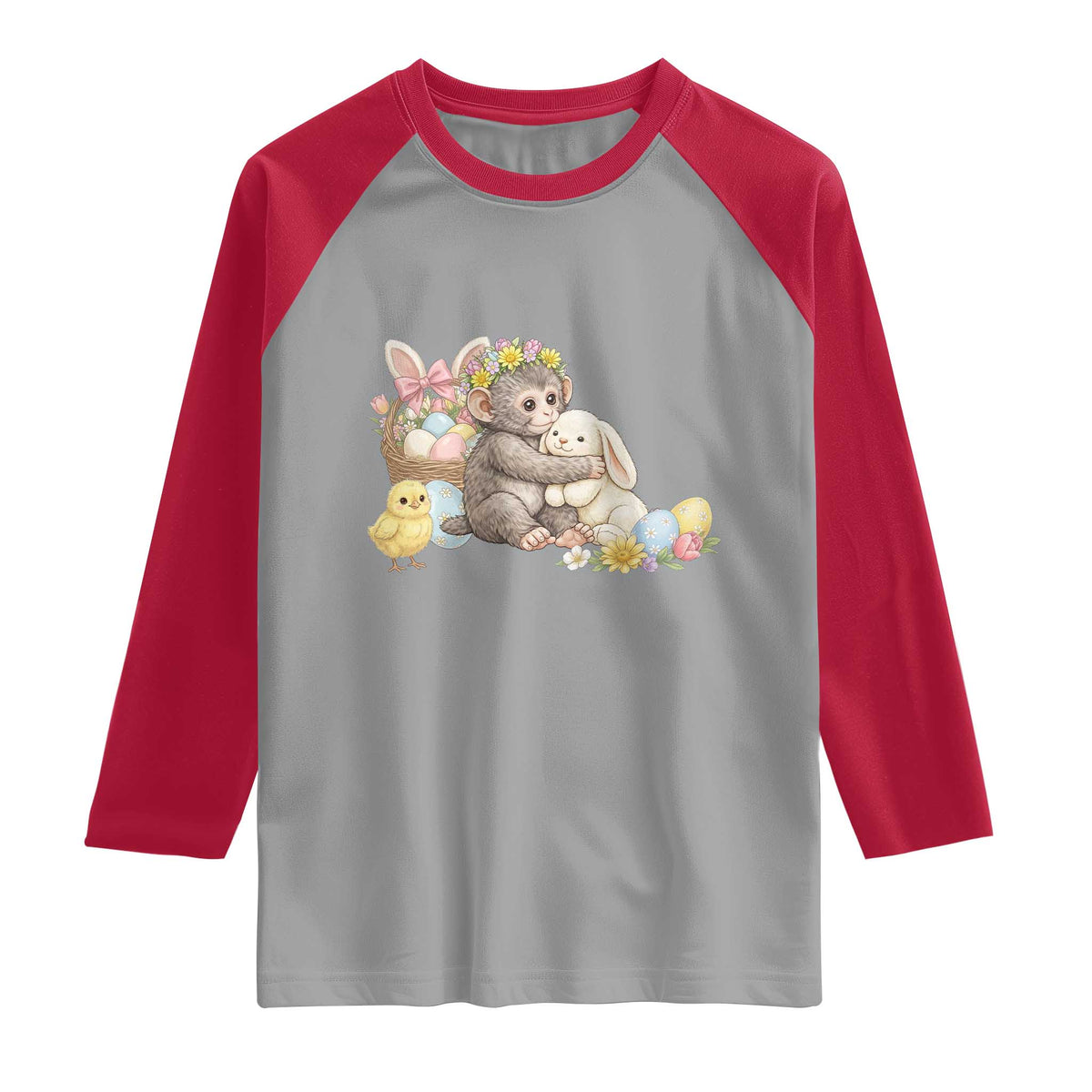 Cute Punch Baby Monkey Easter Raglan Shirt Funny Animal Gift