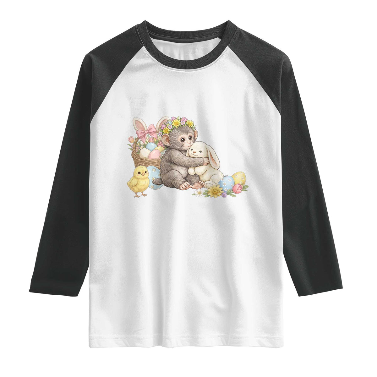 Cute Punch Baby Monkey Easter Raglan Shirt Funny Animal Gift