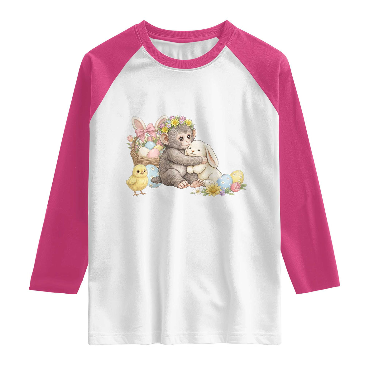 Cute Punch Baby Monkey Easter Raglan Shirt Funny Animal Gift