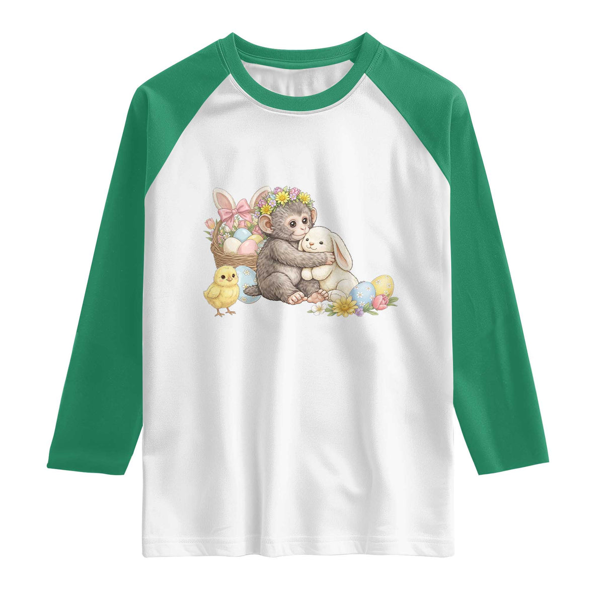Cute Punch Baby Monkey Easter Raglan Shirt Funny Animal Gift