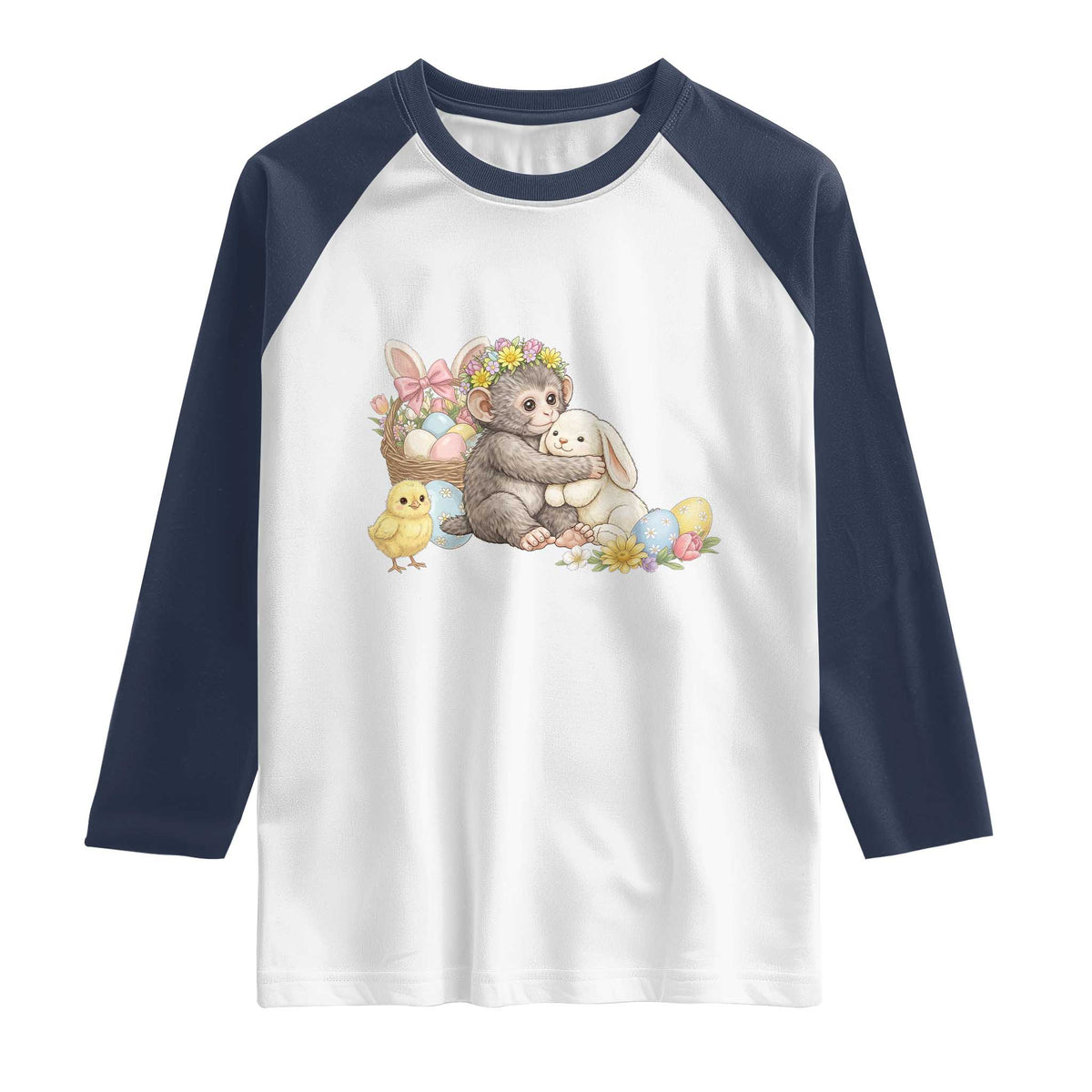 Cute Punch Baby Monkey Easter Raglan Shirt Funny Animal Gift