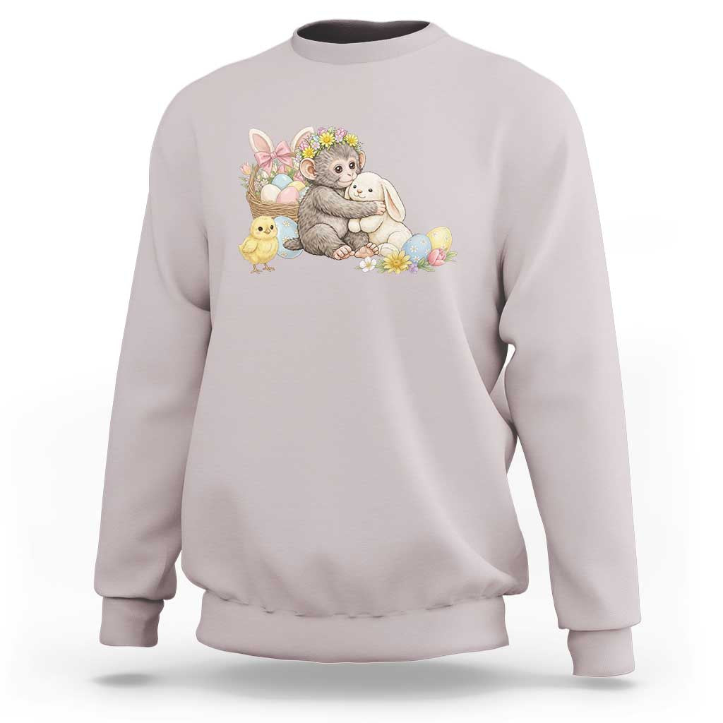 Cute Punch Baby Monkey Easter Sweatshirt Funny Animal Gift